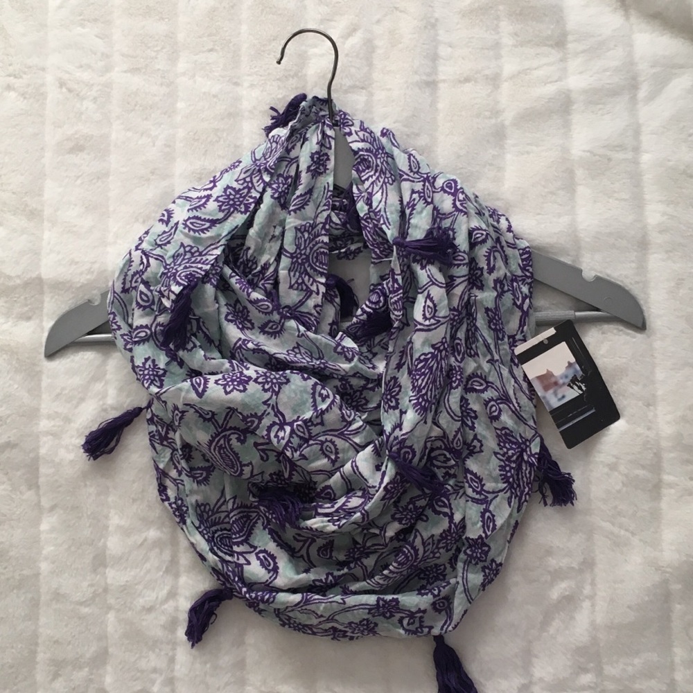 Paisley Print Fringe Infinity Scarf